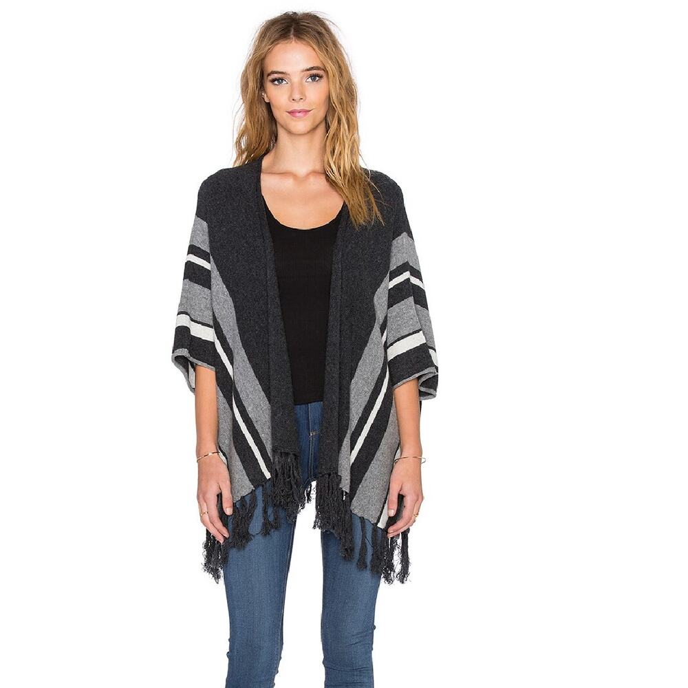 Velvet by Graham & Spencer Feline Cashmere Classics Fringe Cardigan Size M/L